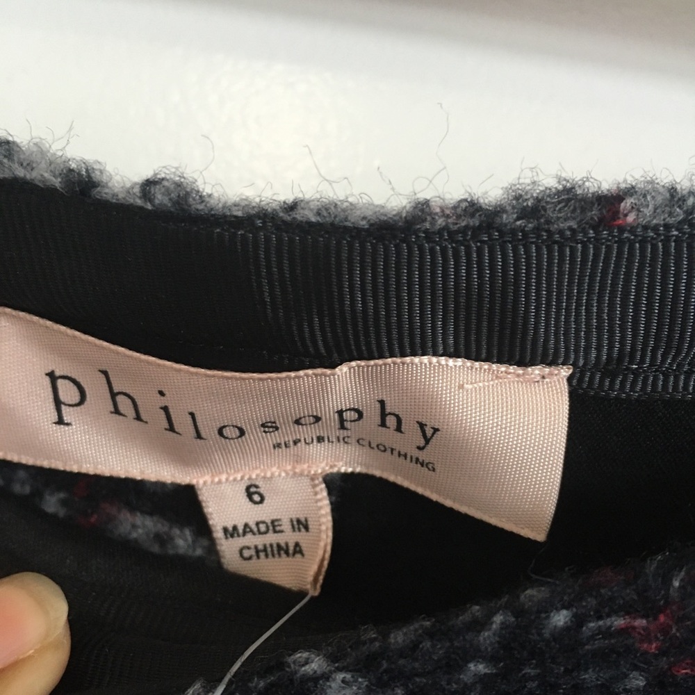 Philosophy black gray red plaid wool pencil skirt size 6 NWT - Picture 6 of 9